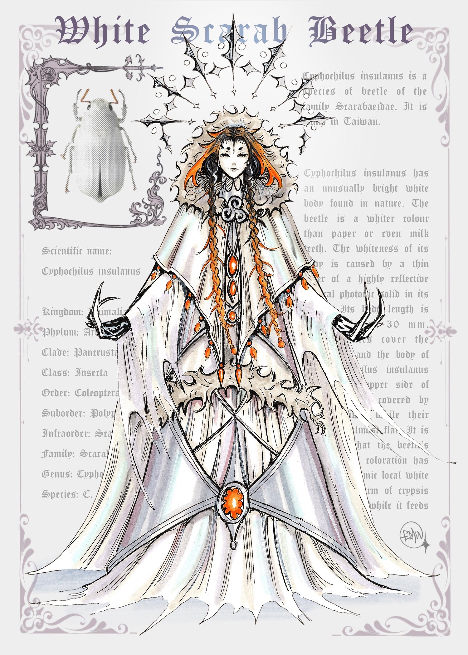 WHITE SCARAB PRINT